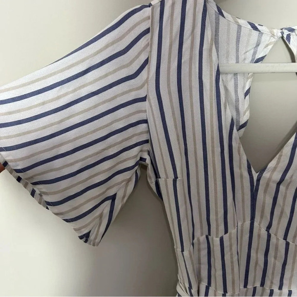 NWT Abercrombie & Fitch V Neck Striped Open Back Romper Small Tall - Picture 2 of 7